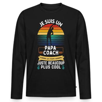 Father's Day T-shirt - Dad Coach Cool - Men's Premium Organic Long Sleeve Shirt - black - Front - Nico (187cm)