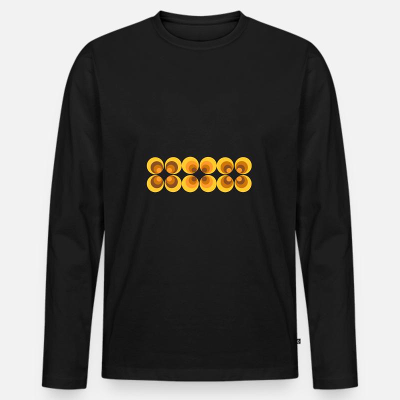 70er Jahre Blume Muster Retro - Männer Premium Bio Langarmshirt - Schwarz