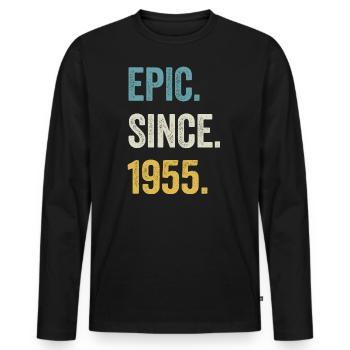 69e anniversaire 69 ans d’épopée depuis 1955 - T-shirt manches longues Premium bio Homme - noir - Devant - Nico (187cm)
