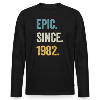 42e anniversaire 42 ans d’épopée depuis 1982 - T-shirt manches longues Premium bio Homme - noir - Devant - Nico (187cm)