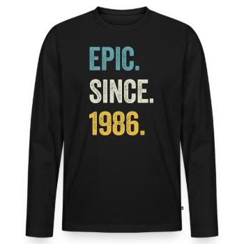 38e anniversaire 38 ans d’épopée depuis 1986 - T-shirt manches longues Premium bio Homme - noir - Devant - Nico (187cm)