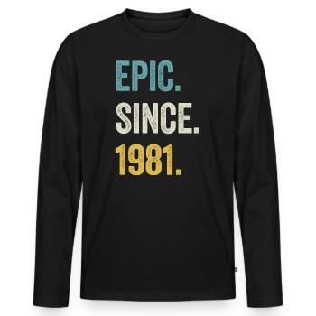 43e anniversaire 43 ans d’épopée depuis 1981 - T-shirt manches longues Premium bio Homme - noir - Devant - Nico (187cm)