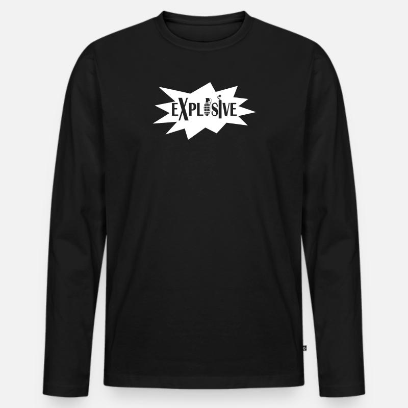 Explosive Design weiss - Männer Premium Bio Langarmshirt - Schwarz