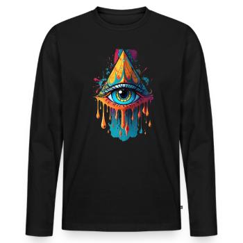 All-Seeing Eye Illustration - Men's Premium Organic Long Sleeve Shirt - black - Front - Nico (187cm)