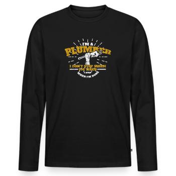 Klempner - Männer Premium Bio Langarmshirt - Schwarz - Vorne - Nico (187cm)