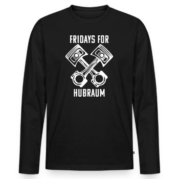 Fridays for Hubraum: PS Spruch. Fuck Greta Parodie - Männer Premium Bio Langarmshirt - Schwarz - Vorne - Nico (187cm)