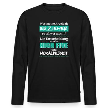 Erzieherin Erzieher Kindergarten High Five Kinder - Männer Premium Bio Langarmshirt - Schwarz - Vorne - Nico (187cm)