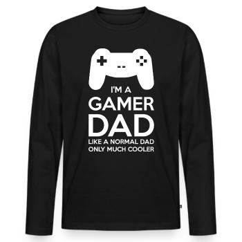 GAMER PAPA - T-shirt manches longues Premium bio Homme - noir - Devant - Nico (187cm)