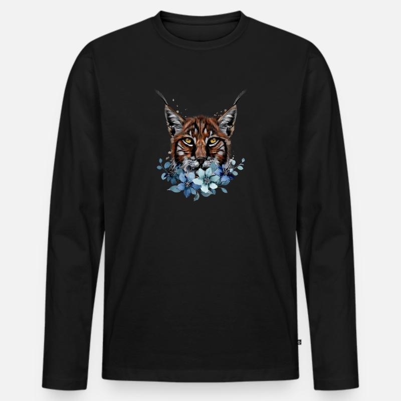 Luchs - Männer Premium Bio Langarmshirt - Schwarz