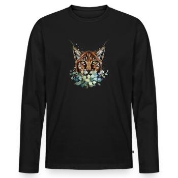 Luchs - Männer Premium Bio Langarmshirt - Schwarz - Vorne - Nico (187cm)