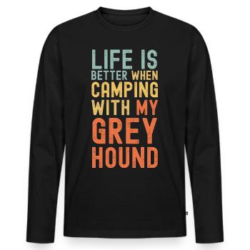 Greyhound Camping retro vintage - Männer Premium Bio Langarmshirt - Schwarz - Vorne - Nico (187cm)