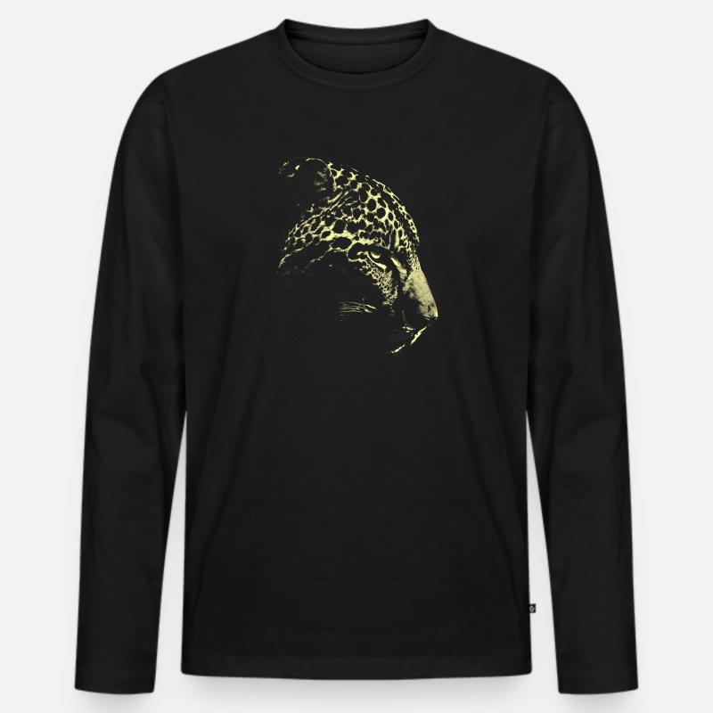 Schneeleopard - Männer Premium Bio Langarmshirt - Schwarz