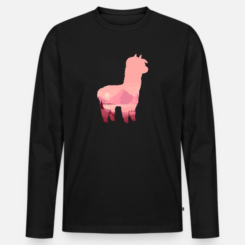 Lama - Männer Premium Bio Langarmshirt - Schwarz