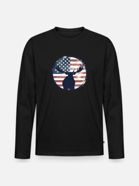 American Flag Moose - Men's Premium Organic Long Sleeve Shirt - black