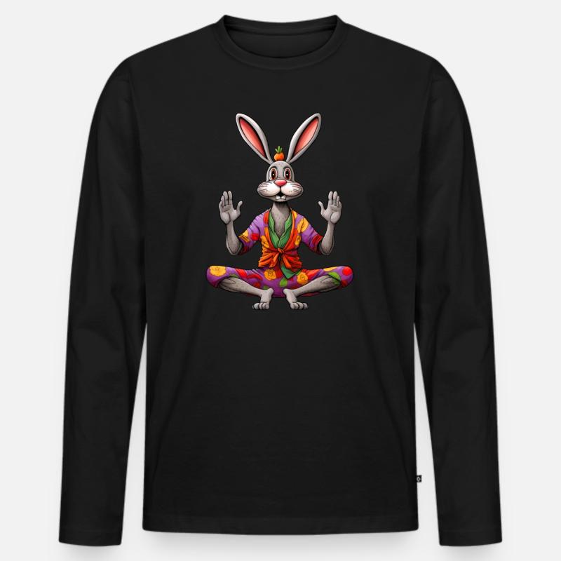Yogi Hase - Männer Premium Bio Langarmshirt - Schwarz