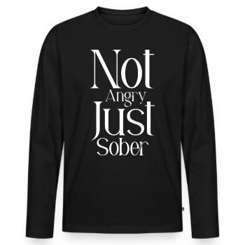 Pas en colère, juste sobre - T-shirt manches longues Premium bio Homme - noir - Devant - Nico (187cm)