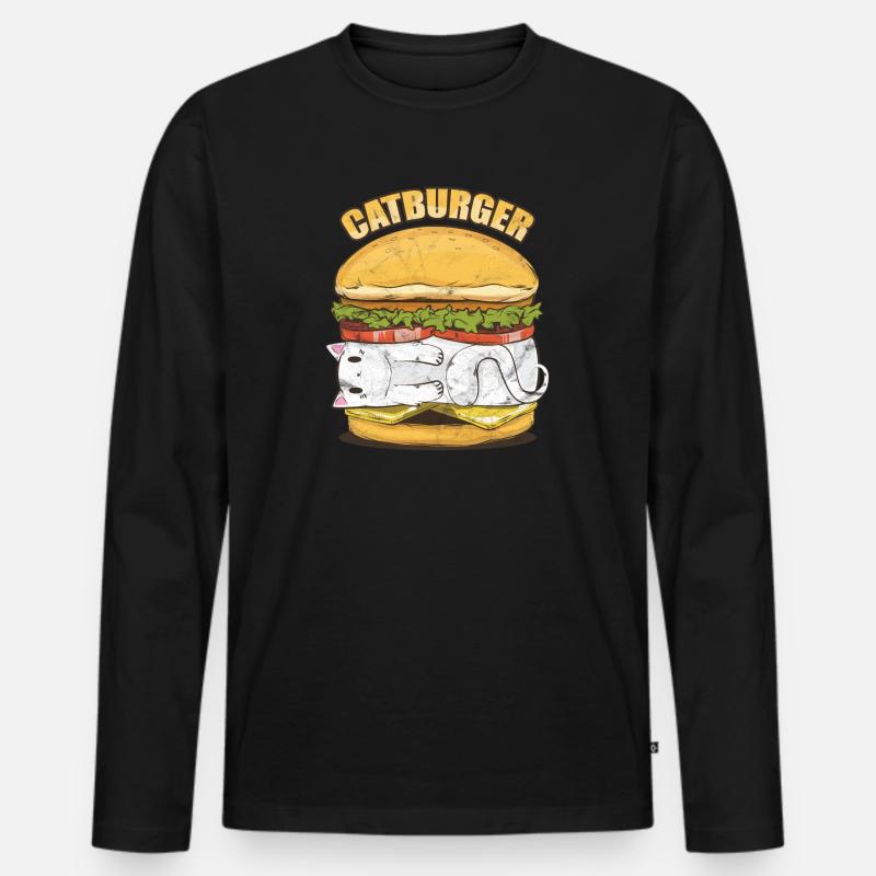 Katzen Burger Catburger - Männer Premium Bio Langarmshirt - Schwarz