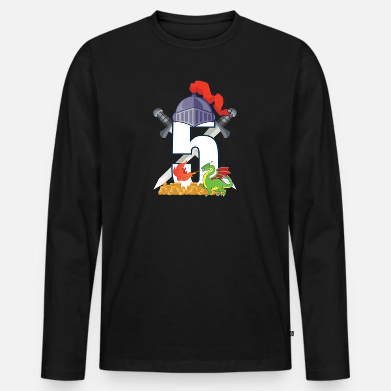 5. Geburtstag T-Shirt Ritter Drache - Männer Premium Bio Langarmshirt - Schwarz