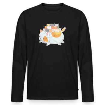 Katze Mieze Kätzchen Geschenk Tshirt - Männer Premium Bio Langarmshirt - Schwarz - Vorne - Nico (187cm)