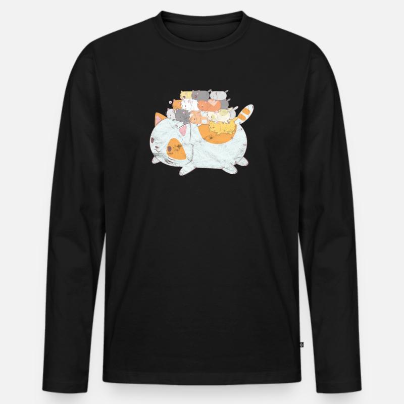 Katze Mieze Kätzchen Geschenk Tshirt - Männer Premium Bio Langarmshirt - Schwarz