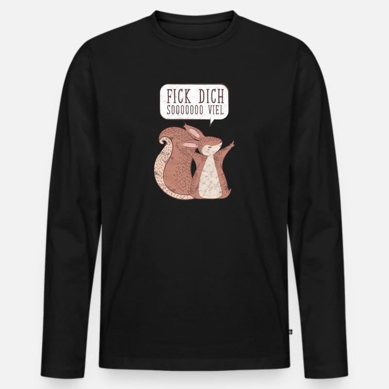 Eichhörnchen Fick Dich Lustig Geschenk - Männer Premium Bio Langarmshirt - Schwarz