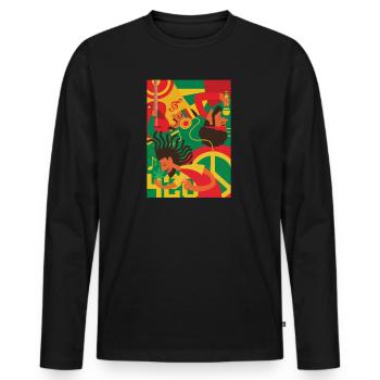 Reggae Rastafarian Rasta - Men's Premium Organic Long Sleeve Shirt - black - Front - Nico (187cm)