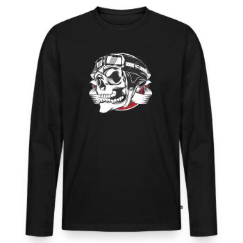 Motard, motard, motard - T-shirt manches longues Premium bio Homme - noir - Devant - Nico (187cm)