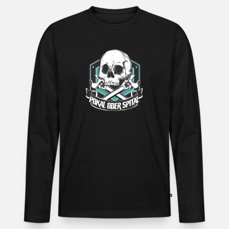 Pokal oder Spital Biker Mechaniker - Männer Premium Bio Langarmshirt - Schwarz