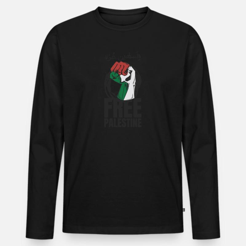 Free Palestine Movement - Männer Premium Bio Langarmshirt - Schwarz