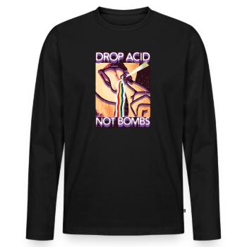 LSD Tshirt Drop Acid Not Bombs - Men's Premium Organic Long Sleeve Shirt - black - Front - Nico (187cm)