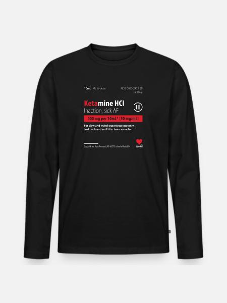 Ketamin Tshirt Droge - Männer Premium Bio Langarmshirt - Schwarz