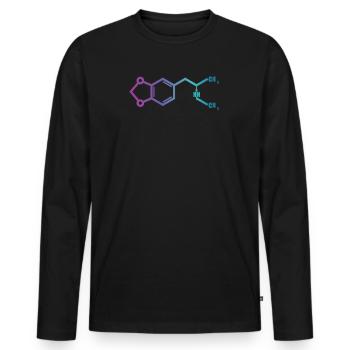 MDMA T Shirt for Men Women Molecule: MDMA, Ectas - Men's Premium Organic Long Sleeve Shirt - black - Front - Nico (187cm)