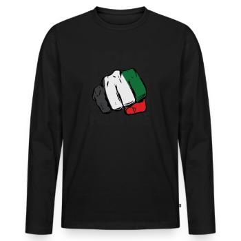 Free Palestine Israel protest - Men's Premium Organic Long Sleeve Shirt - black - Front - Nico (187cm)