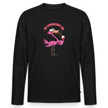 Flamingo Party Es Eskaliert Eh - Männer Premium Bio Langarmshirt - Schwarz - Vorne - Nico (187cm)