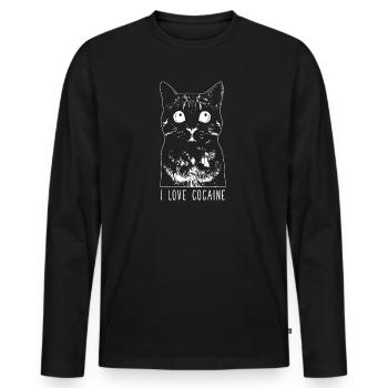I love Cocaine - Men's Premium Organic Long Sleeve Shirt - black - Front - Nico (187cm)