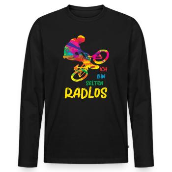 MTB Fahrer Mountainbike Ich Bin Selten Radlos - Männer Premium Bio Langarmshirt - Schwarz - Vorne - Nico (187cm)