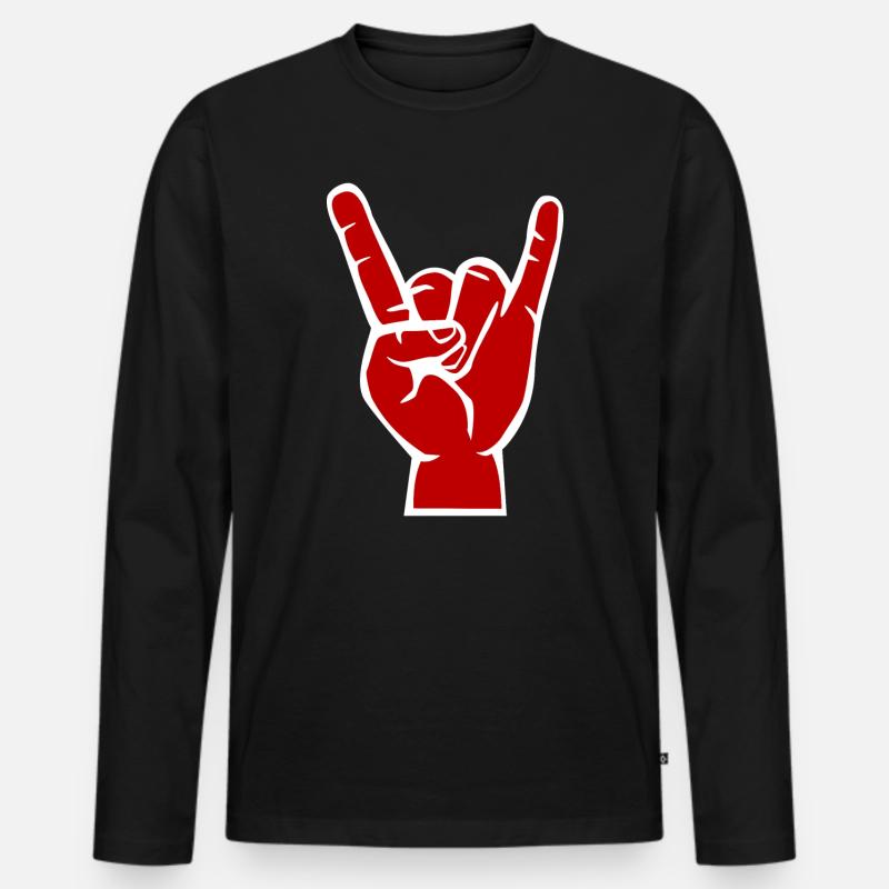 Teufels -Hand, Devil Rock cool metal Symbol - Männer Premium Bio Langarmshirt - Schwarz