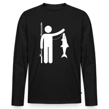 Pêche pêche pêche pêche pêche sportive pêche - T-shirt manches longues Premium bio Homme - noir - Devant - Nico (187cm)