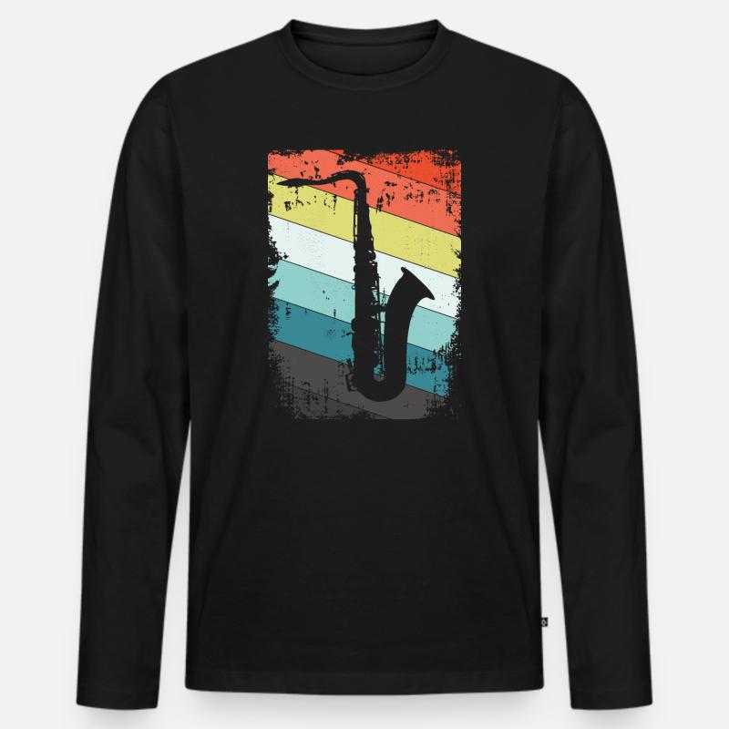 Saxofon Saxophon - Männer Premium Bio Langarmshirt - Schwarz
