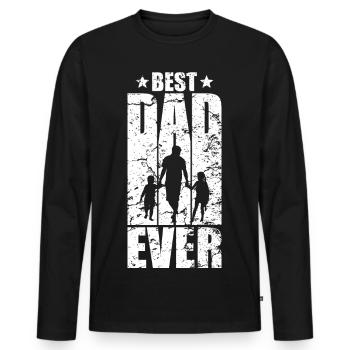 LE MEILLEUR PAPA DE TOUS LES TEMPS, PAPA DE DEUX ENFANTS - T-shirt manches longues Premium bio Homme - noir - Devant - Nico (187cm)