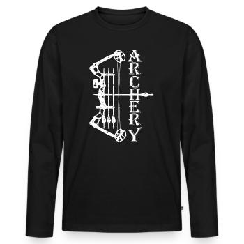 Tir à l’arc, Tir à l’arc, Tir à l’arc - T-shirt manches longues Premium bio Homme - noir - Devant - Nico (187cm)