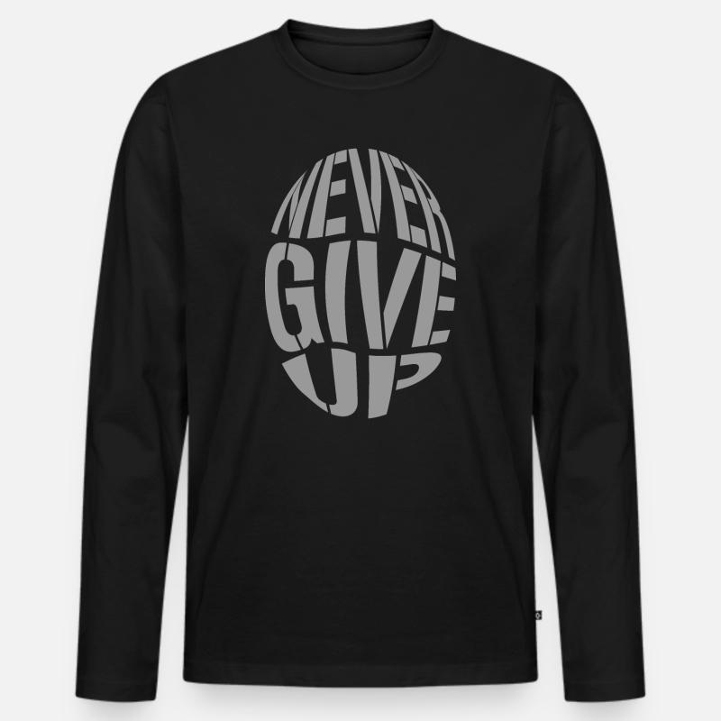 Großer, sperriger 3D-Text, gib niemals auf - Männer Premium Bio Langarmshirt - Schwarz