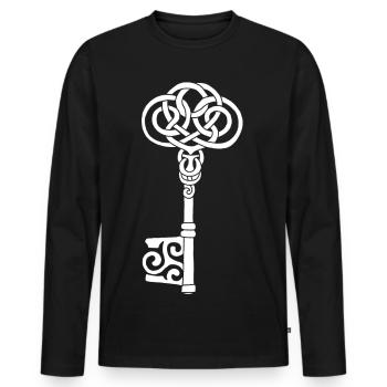 Weißer keltischer Schlüssel - Männer Premium Bio Langarmshirt - Schwarz - Vorne - Nico (187cm)