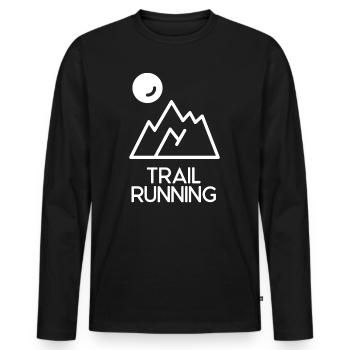 Trailrunning - Männer Premium Bio Langarmshirt - Schwarz - Vorne - Nico (187cm)