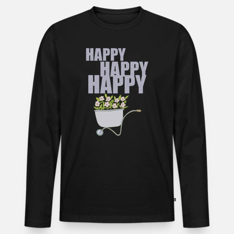 SCHUBKARREN HAPPY - Männer Premium Bio Langarmshirt - Schwarz