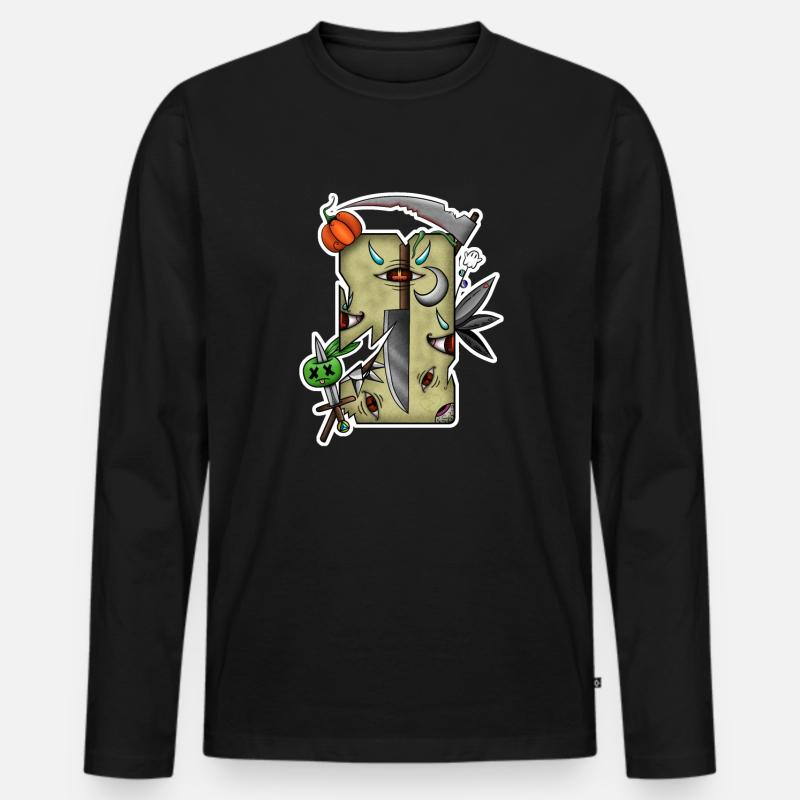 Beschädigtes Halloween-Tarot! - Männer Premium Bio Langarmshirt - Schwarz