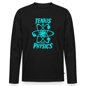 Tennis ist nur Physik in cyan - Männer Premium Bio Langarmshirt - Schwarz - Vorne - Nico (187cm)