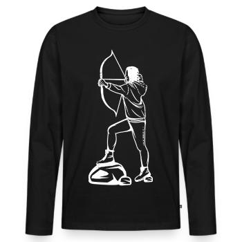 Archery Girl Drawing - Men's Premium Organic Long Sleeve Shirt - black - Front - Nico (187cm)