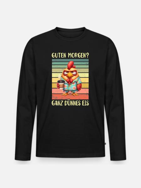Huhn Hühner Morgenmuffel - Männer Premium Bio Langarmshirt - Schwarz