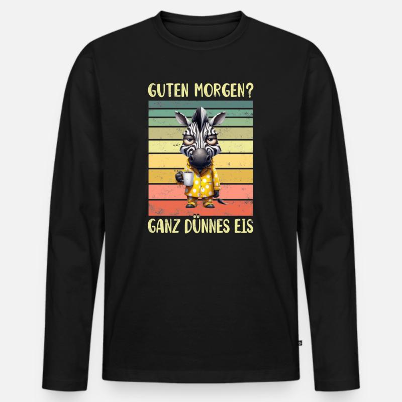 Zebra Morgenmuffel - Männer Premium Bio Langarmshirt - Schwarz